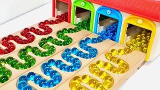 Marble Run ASMR Race  HABA Slope & Dump Truck Excavator Ambulance Forklift Garbage Truck Tractors