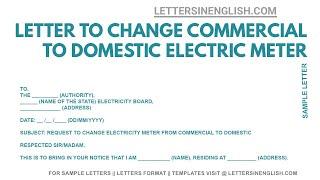 How To Change Electricity Meter from Commercial to Domestic Application | Letters in English