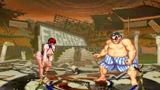 SHERMIE vs E HONDA - High Level Gameplay - KOF vs Street Fighter Mugen