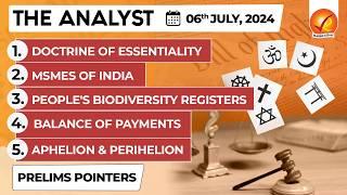 The Analyst 6th July 2024 Current Affairs Today | Vajiram and Ravi Daily Newspaper Analysis