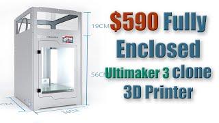 $590 Fully Enclosed Ultimaker 3 clone 3D Printer unbox & tested