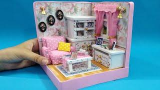 غرفة مصغرة من الورق المقوي والفوم #dollhouse #فوم_وفنون   DIY-Miniature Cardboard House