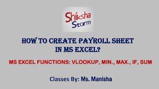 PAYROLL SHEET II MS EXCEL II ShikshaStorm