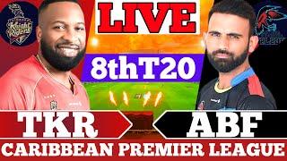 Trinbago Knight Riders vs Antigua & Barbuda Falcons 8th T20 | Live Score & Commentary | TKR vs ABF