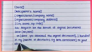 Application for Return of Orginal Documents/How to write application for return of Orginal documents