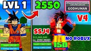 Noob To Pro as "Son Goku" in Blox Fruits | Unlocked God Human & Human V4 Full Awakening | Part One!