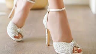 Modern collection of white stiletto high heels sandals for women and girls