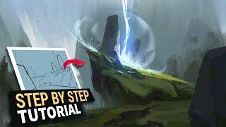 This is How I Paint a Fantasy Environment Concept Art! Digital Painting Tutorial