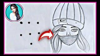 Easy girl drawing with few dots || pencil sketch | Debadrita Art