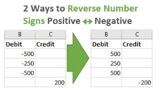 2 Ways to Reverse the Number Sign Positive Negative in Excel