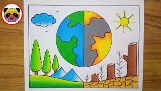 Environment Drawing / Save Environment Drawing / World Environment Day Poster Drawing / Save Nature