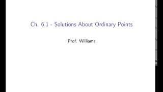 Ch. 6.1 Solutions About Ordinary Points