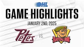 OHL Highlights: Peterborough Petes @ North Bay Battalion Jan 2. 2025