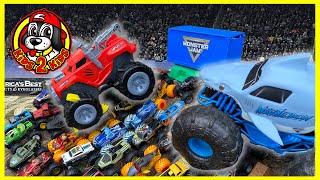 Monster Jam Truck Toys - BIG RC Car UNBOXING!  Megalodon Storm, The Animal, Stunt Shot & Ninja Bots