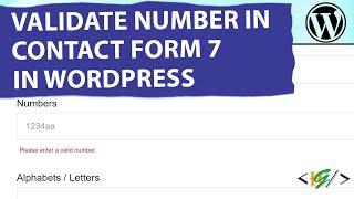 How to Validate Number Input Field using Plugin in Contact Form 7 in WordPress