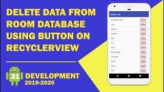 Android tutorial  - 31 - How Delete Data From Room Database Using Button on Recyclerview