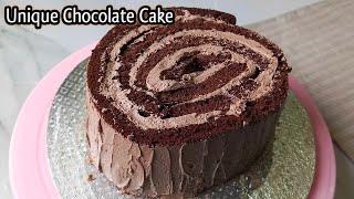 Low Cost Cake Recipe || Unique Cake Recipe || Log Shape Chocolate Cake Recipe || Iqra Sadam