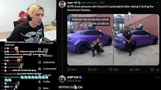 xQc reacts to NYPD taking Pictures with Fanum's Lamborghini after Seizing it