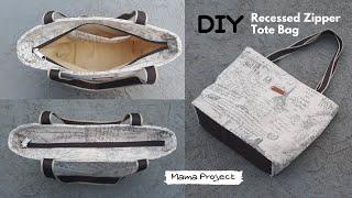 Recessed zipper tote bag tutorial | DIY tote bag tutorial