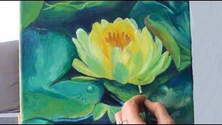 Speed Painting   Flower Painting  Water Lily  Seerose Oil Colors