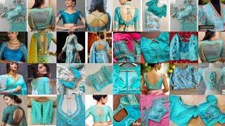 Sky Blue Blouse Designs 2022 | Blue Latest Blouse Designs | Blue saree blouse designs #blueblouse