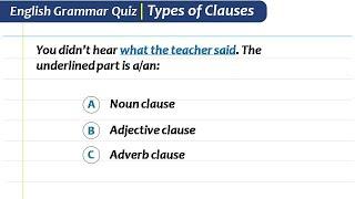 Noun, Adjective & Adverb Clause | Types of Clauses | Clauses Quiz by Quality Education