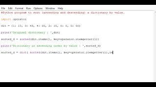 Python program to sort in (ascending and descending) a dictionary by value.