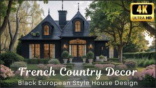 European Style Black House with French Country Decor & Modern Garden Ideas