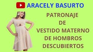 PATRONAJE DE VESTIDO MATERNO DE HOMBROS DESCUBIERTOS