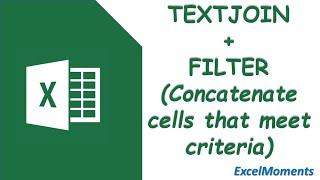 TEXTJOIN and FILTER functions to concatenate cells that meet certain criteria