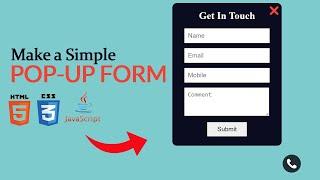 How to Make a POPUP FORM using html css jquery | Pop up Contact form