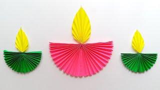 Beautiful Paper Diya Making At Home / diwali decoration ideas / diya making by paper /DIY paper diya