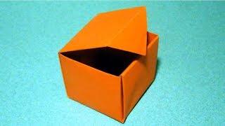 Оригами коробка с крышкой из бумаги.