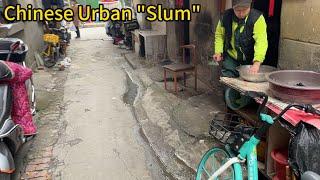 Chinese poor life, living in a real slum in the core location of a metropolis.