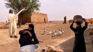 Traditional Desert village life in Iran | Arab lifestyle | rural living in Desert | Mud house