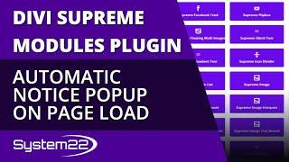 Divi Theme Supreme Modules Plugin Automatic Notice Popup On Page Load 