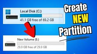 How to Create NEW DISK PARTITION in Windows 10/11 (SSD or HDD) | Create D or E Drive
