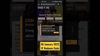 30 January 2022 Free Fire Redeem Code #short #shortvideo #shorts #redeemcode