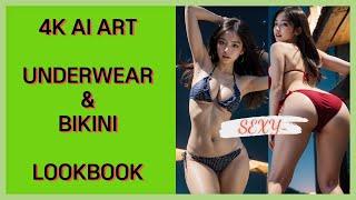 [4K Vlog 룩북] ruffled bikini backside フリルビキニ裏面 | AI LOOKBOOK