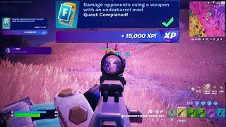 How to EASILY Damage opponents using a weapon with an underbarrel mod in Fortnite locations Quest!
