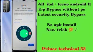 itel vision 2s frp Bypass|| All itel android 11 frp Bypass without pc || itel p651L frp Bypass