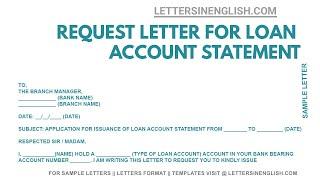 Bank Loan Statement Letter Format - Letter Format for Loan Account Statement | Letters in English