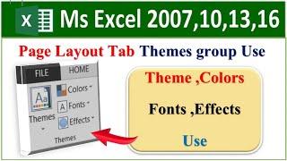 ms excel page layout tab themes stayle use | page layout tab themes block | themes, fonts , effect