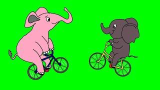 Green screen animasi gajah naik sepeda keren