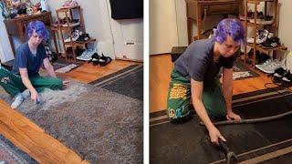 Life With Pets - Woman Shares Timelapse Of Weekly De-fur Of Rugs