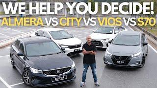 Ultimate Comparison: Toyota Vios VS Honda City VS Proton S70 VS Nissan Almera