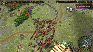 Very close Combat! German Imperial Czapka Uhlan (Red) VS French Imperial Halberdier (Blue)  - AOE3DE