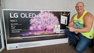 2021 65" LG C1 OLED Unboxing,wall mounting & demo!