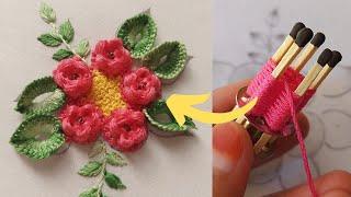 Most beautiful flower with easy trick|hand embroidery|flower design