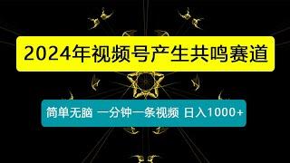 2024年视频号，产生共鸣赛道，简单无脑，一分钟一条视频，日入1000+